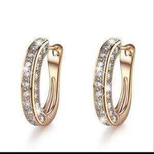 NEW Luxury 925 Silver Diamond oval Huggie Earrings
